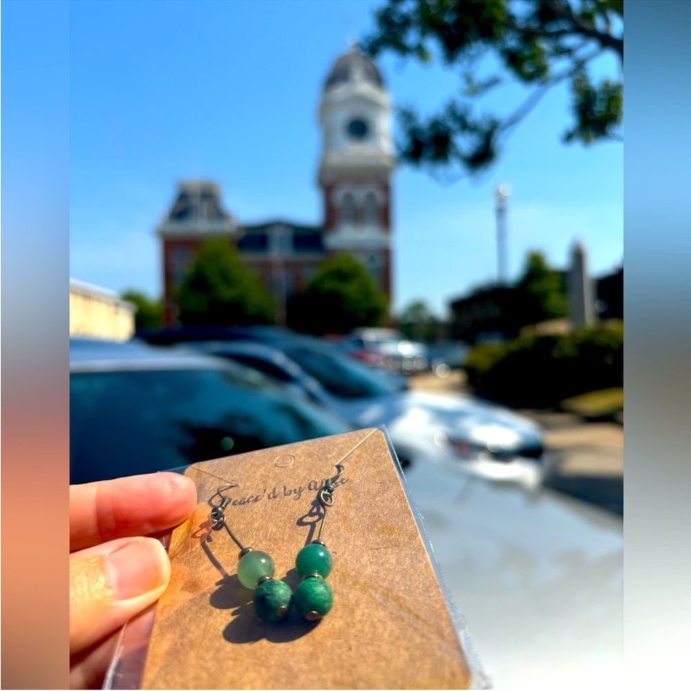 Jade dangle earrings • TVD+ inspired • each bead is unique PeacedbyAlise custom